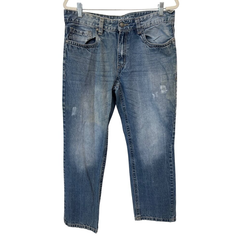 Surplus Distressed Straight Leg Jeans Size 36x32 Blue Medium Wash Denim Cotton